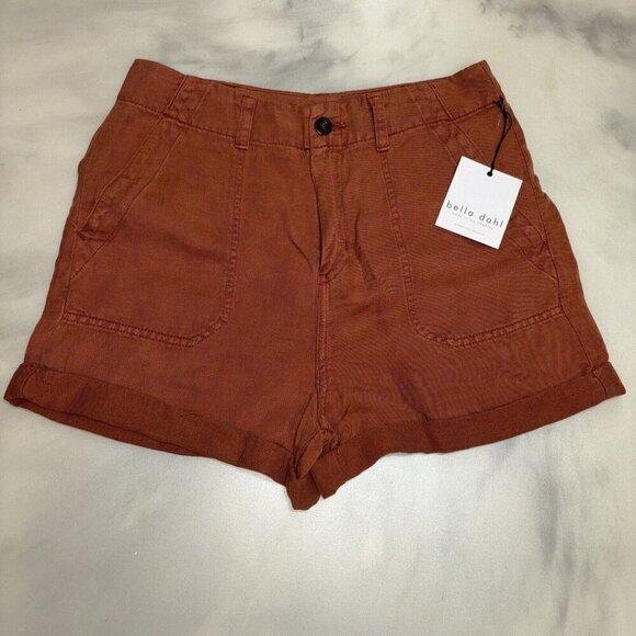 NWT Women’s Bella Dahl Rust Colored High Rise Shorts Size 28 - Picture 1 of 8